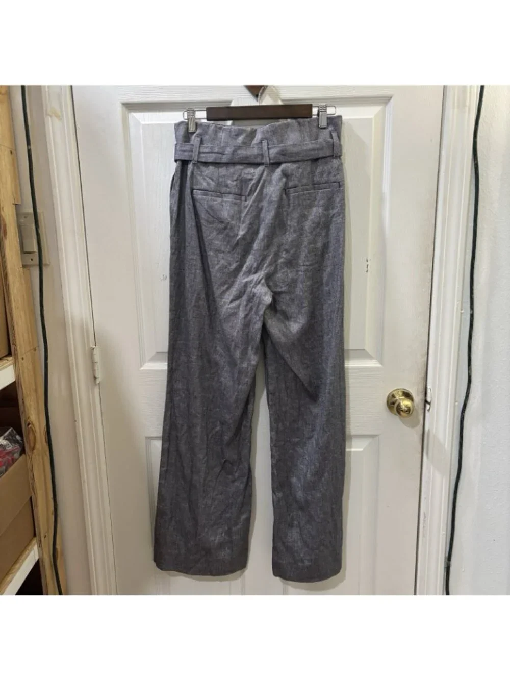 Banana Republic High Waisted Linen Blend Pleated Belted Troucers Blue Size 8